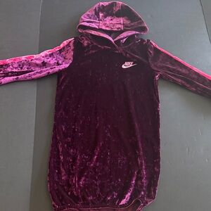 Nike Velvet Hoodie Dress in Deep Purple and Fuchsia